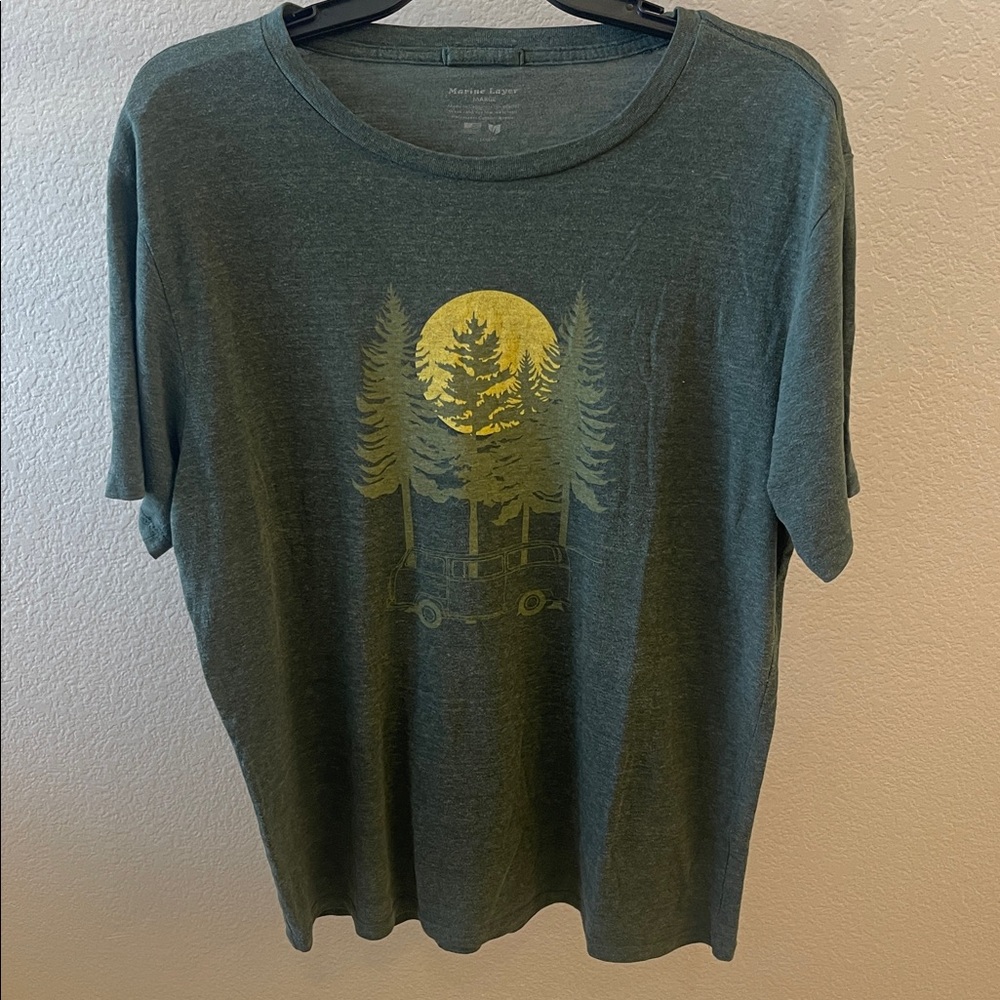 Marine Layer Green Tee with Yellow Graphic
